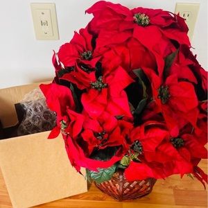 NEARLY NATURAL POINSETTIA SILK FLOWER ARRANGEMENT